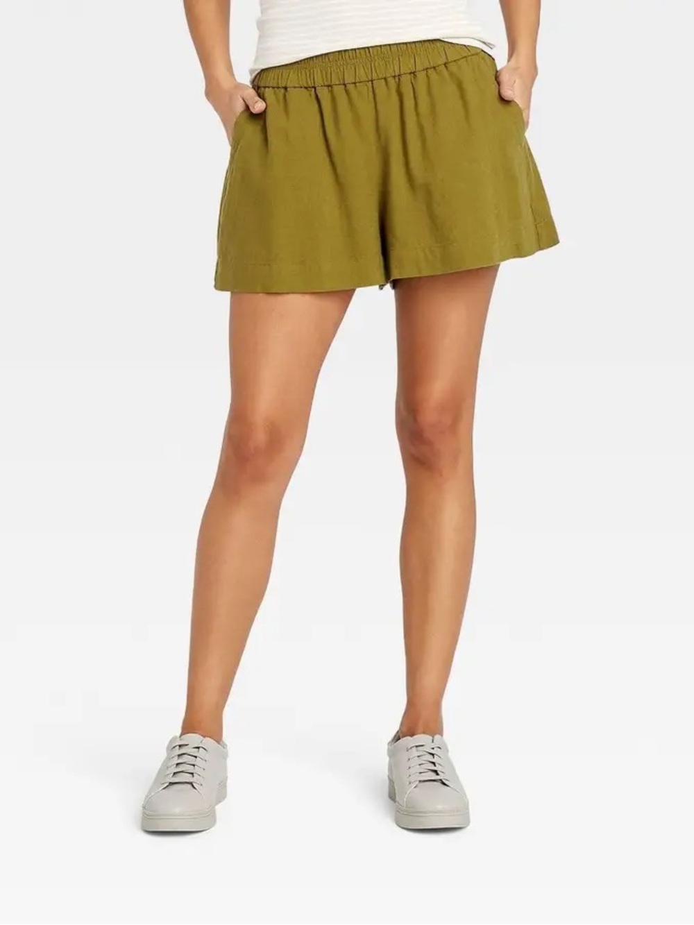 Linen Blend Pull-On Shorts